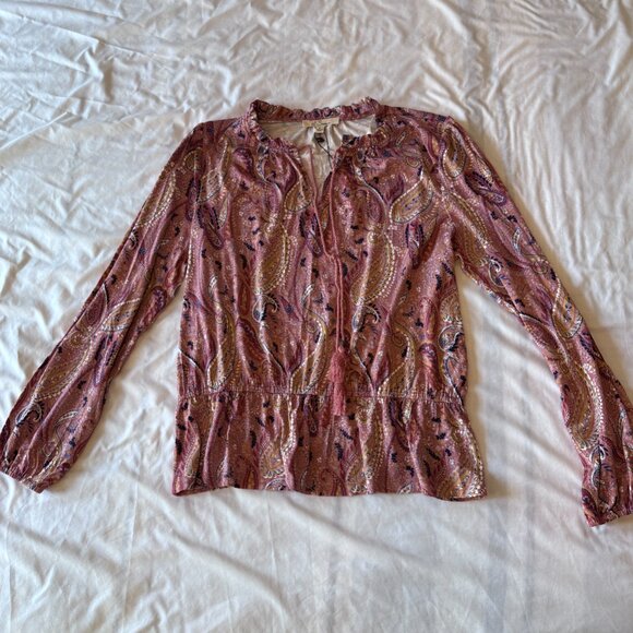 Les Serein Locarno Peplum Blouse Pink Paisley Sz L Large Stitch Fix NWT - Picture 2 of 11